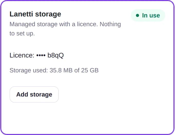 Lanetti storage